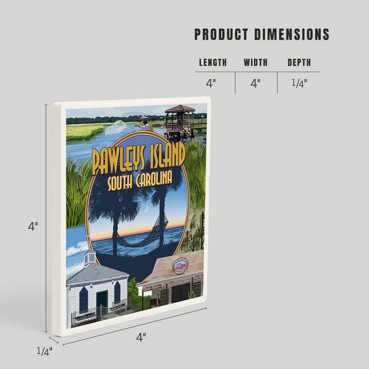 Pawleys Island, South Carolina, Montage, Coasters Coasters Lantern Press 