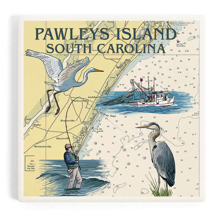 Pawleys Island, South Carolina, Nautical Chart, Coasters Coasters Lantern Press 