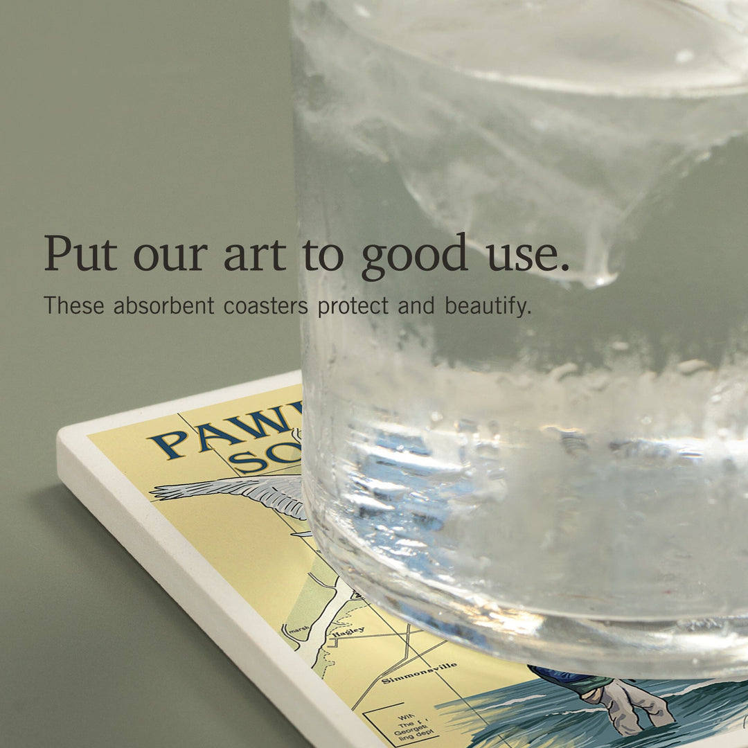 Pawleys Island, South Carolina, Nautical Chart, Coasters Coasters Lantern Press 