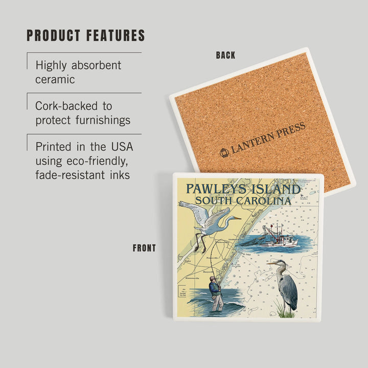 Pawleys Island, South Carolina, Nautical Chart, Coasters Coasters Lantern Press 