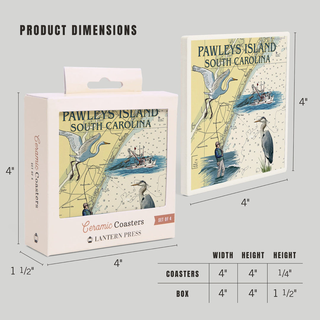 Pawleys Island, South Carolina, Nautical Chart, Coasters Coasters Lantern Press 