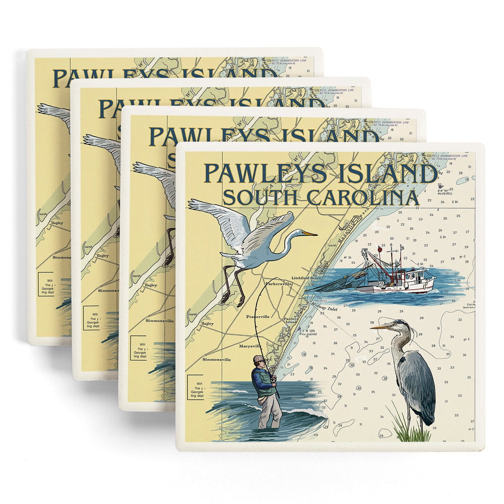 Pawleys Island, South Carolina, Nautical Chart, Coasters Coasters Lantern Press 
