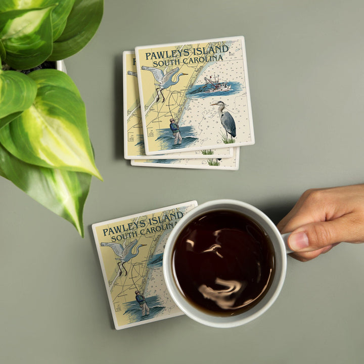 Pawleys Island, South Carolina, Nautical Chart, Coasters Coasters Lantern Press 