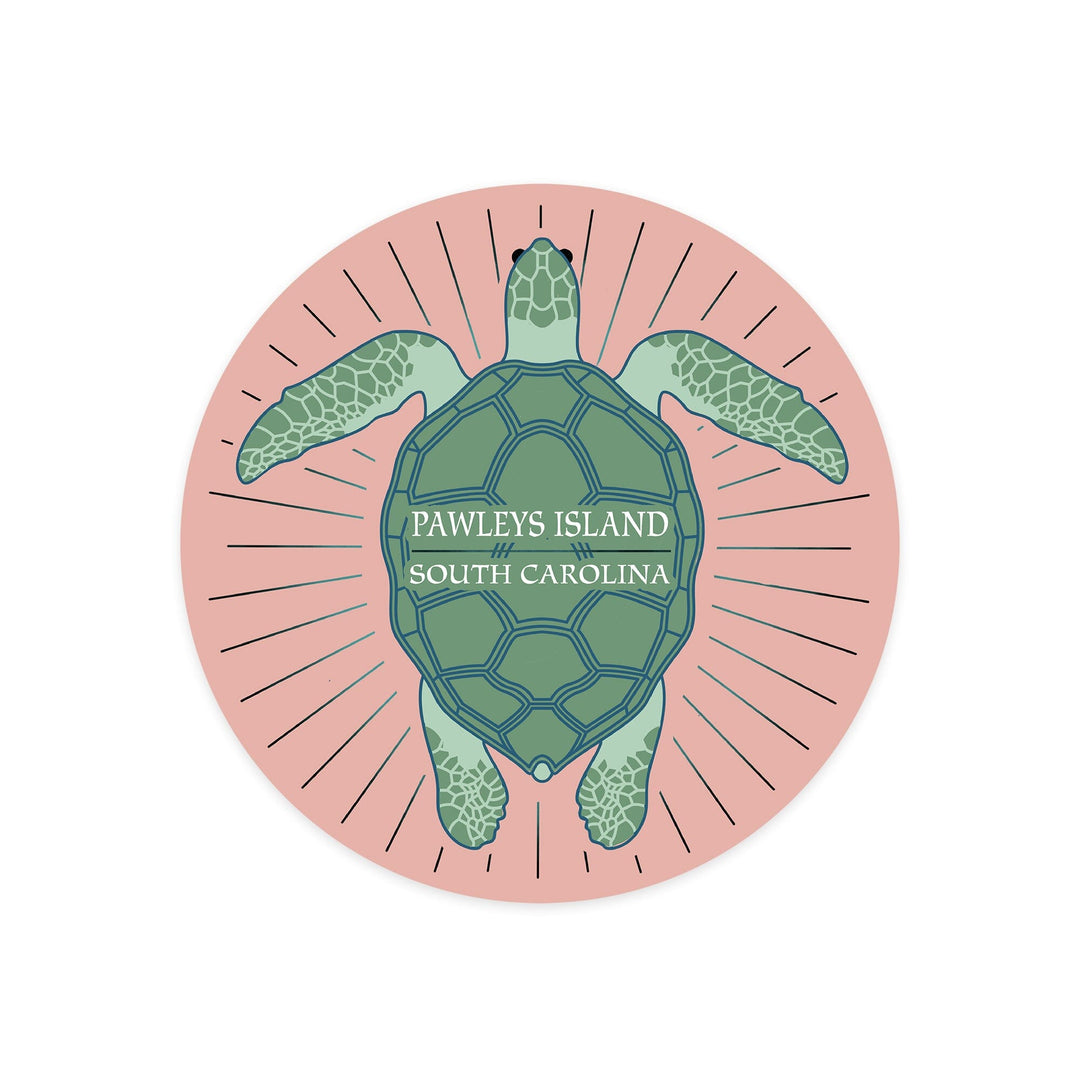 Pawleys Island, South Carolina, Sea Turtle, Pink, Contour, Lantern Press Artwork, Vinyl Sticker Sticker Lantern Press 