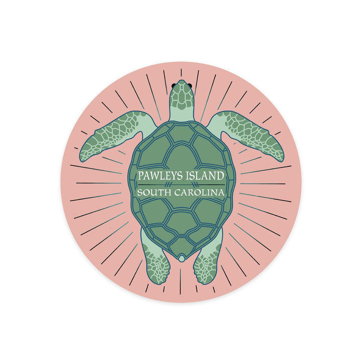 Pawleys Island, South Carolina, Sea Turtle, Pink, Contour, Lantern Press Artwork, Vinyl Sticker Sticker Lantern Press 