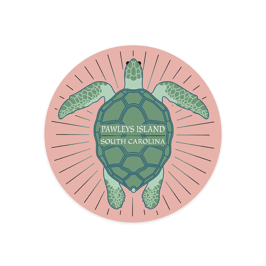 Pawleys Island, South Carolina, Sea Turtle, Pink, Contour, Lantern Press Artwork, Vinyl Sticker Sticker Lantern Press 