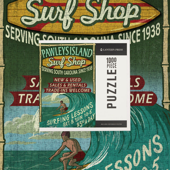 Pawleys Island, South Carolina, Surf Shop Vintage Sign, Jigsaw Puzzle Puzzle Lantern Press 