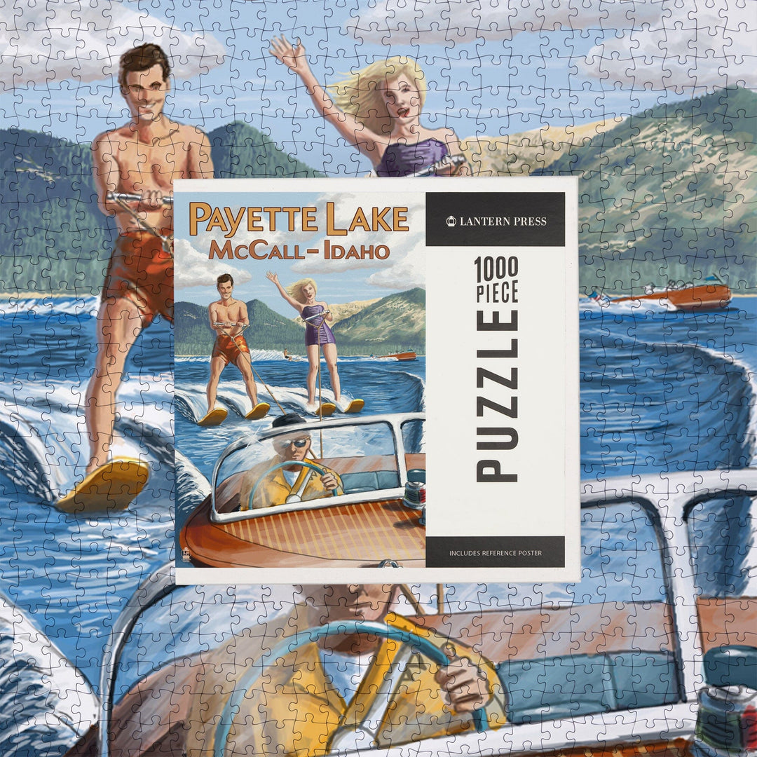 Payette Lake, McCall, Idaho, Water Skiing Scene, Jigsaw Puzzle Puzzle Lantern Press 