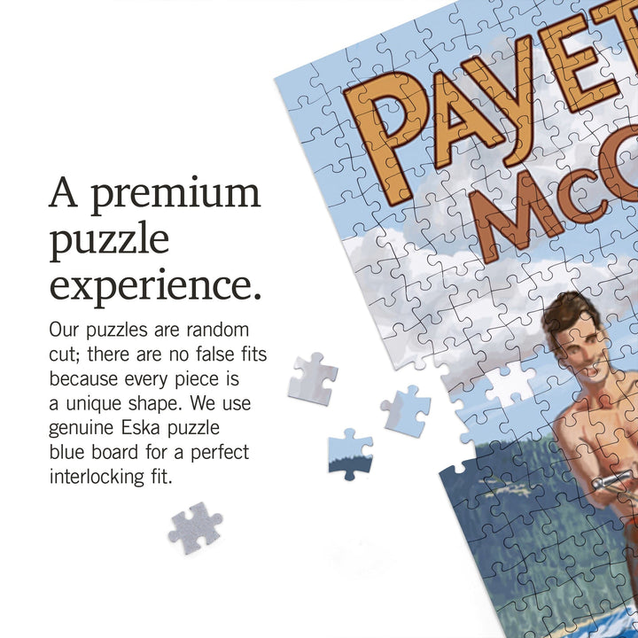 Payette Lake, McCall, Idaho, Water Skiing Scene, Jigsaw Puzzle Puzzle Lantern Press 