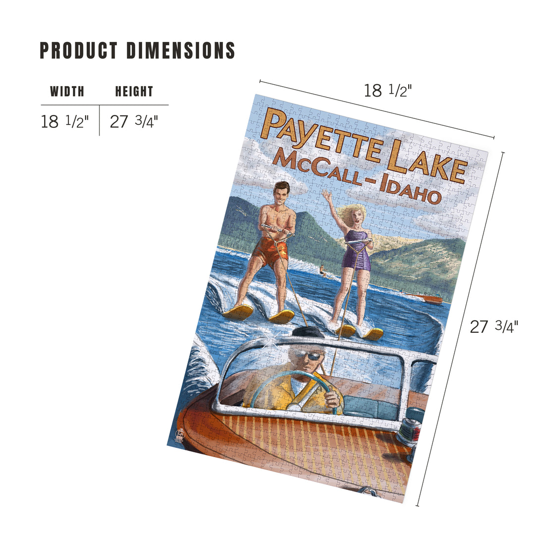 Payette Lake, McCall, Idaho, Water Skiing Scene, Jigsaw Puzzle Puzzle Lantern Press 