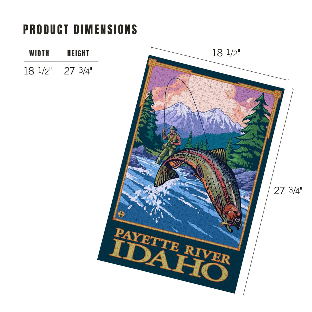 Payette River, Idaho, Fly Fishing Scene, Jigsaw Puzzle Puzzle Lantern Press 