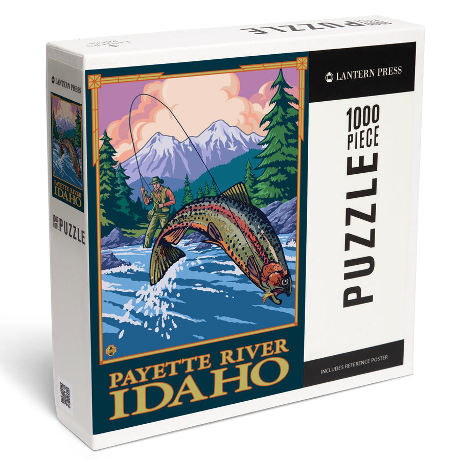 Payette River, Idaho, Fly Fishing Scene, Jigsaw Puzzle Puzzle Lantern Press 