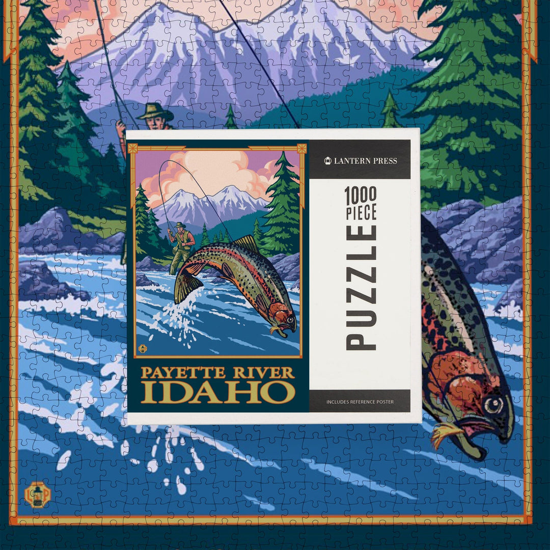 Payette River, Idaho, Fly Fishing Scene, Jigsaw Puzzle Puzzle Lantern Press 