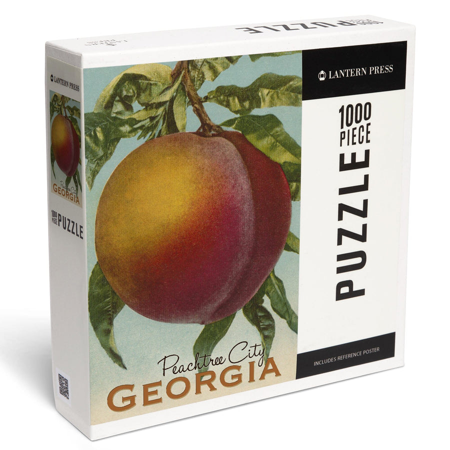 Peachtree City, Georgia, Georgia Peach, Vintage Lithograph, Jigsaw Puzzle Puzzle Lantern Press 