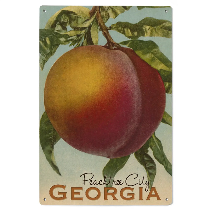 Peachtree City, Georgia, Georgia Peach, Vintage Lithograph, Wood Signs and Postcards Wood Lantern Press 