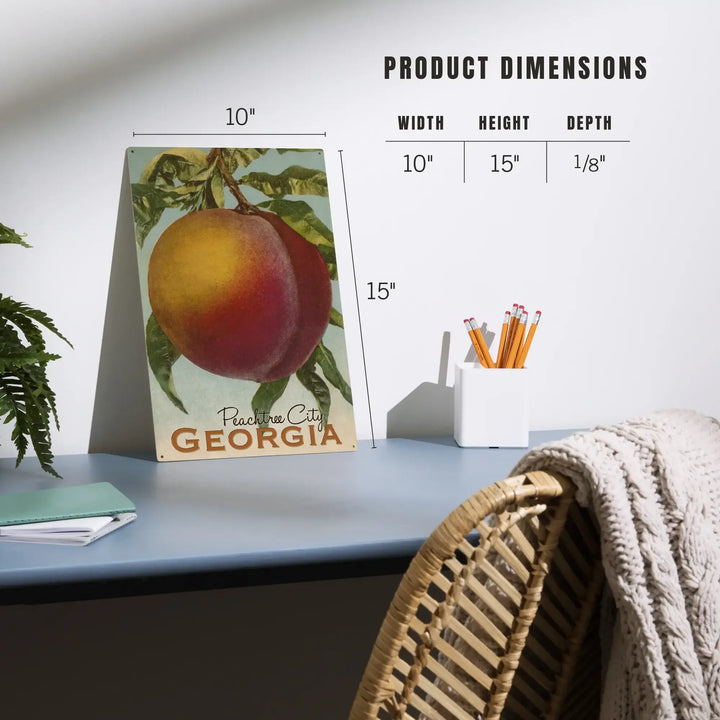 Peachtree City, Georgia, Georgia Peach, Vintage Lithograph, Wood Signs and Postcards Wood Lantern Press 