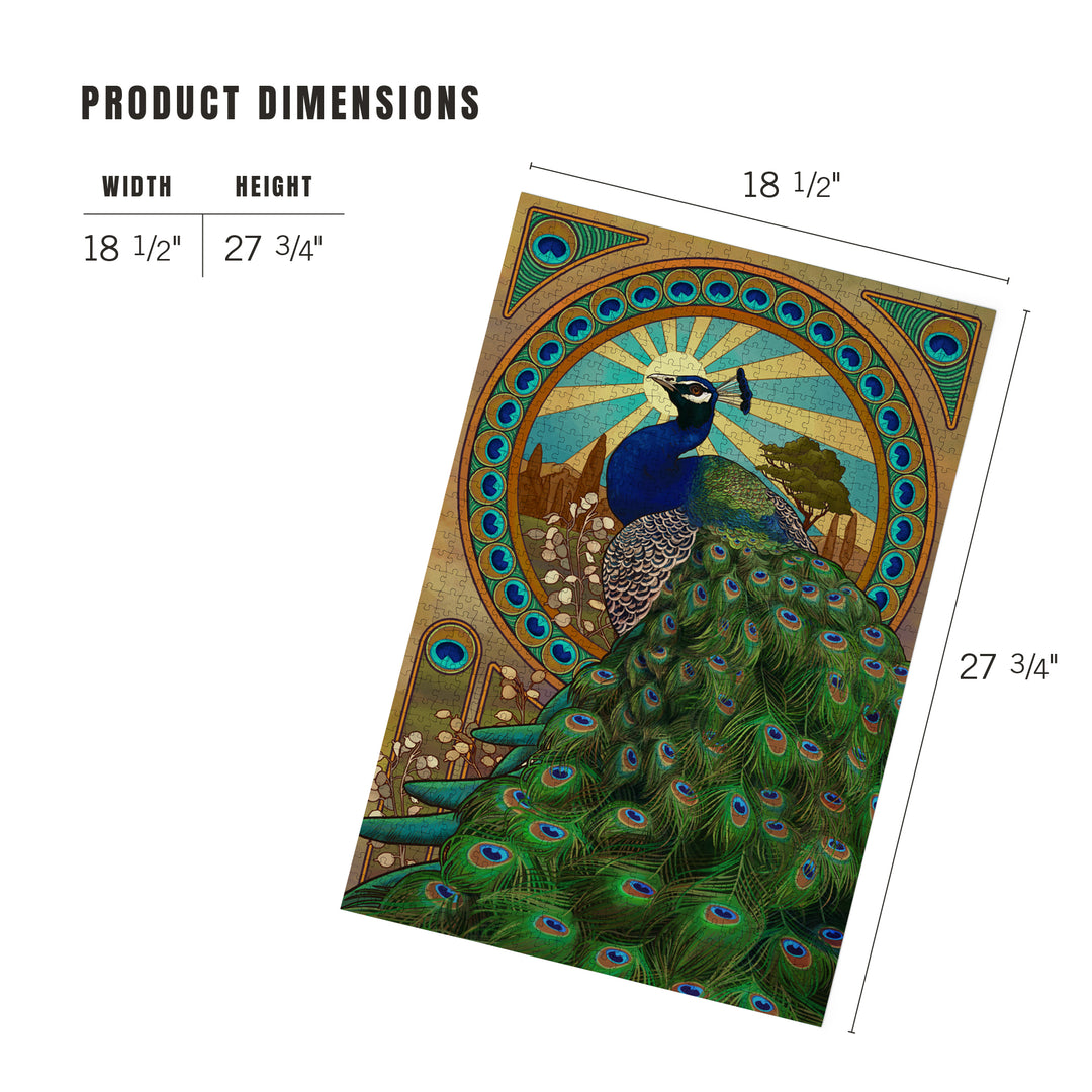 Peacock, Art Nouveau, Jigsaw Puzzle Puzzle Lantern Press 