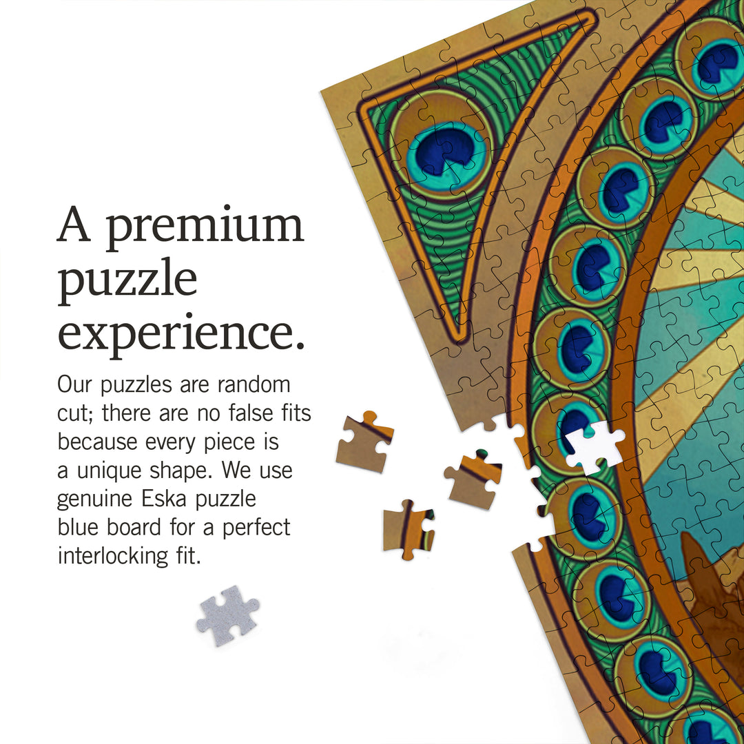 Peacock, Art Nouveau, Jigsaw Puzzle Puzzle Lantern Press 