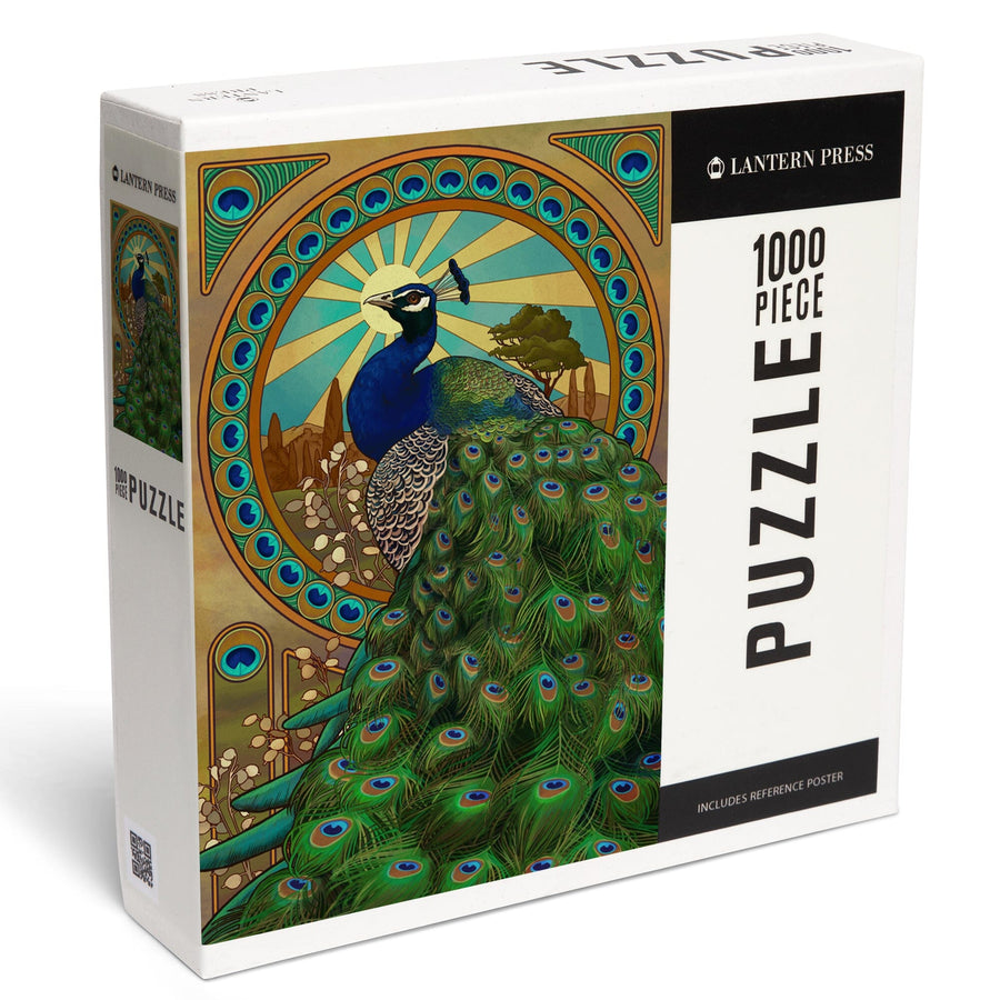 Peacock, Art Nouveau, Jigsaw Puzzle Puzzle Lantern Press 