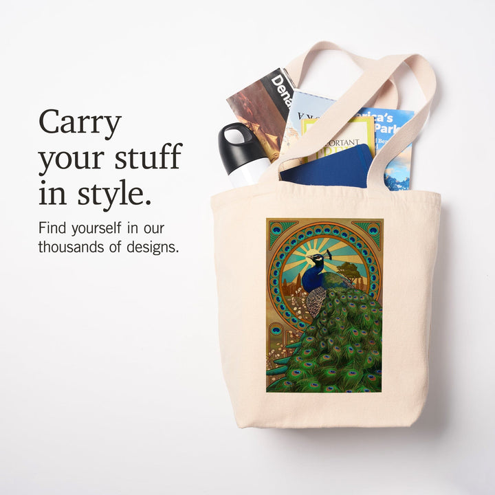 Peacock, Art Nouveau, Tote Bag Totes Lantern Press 