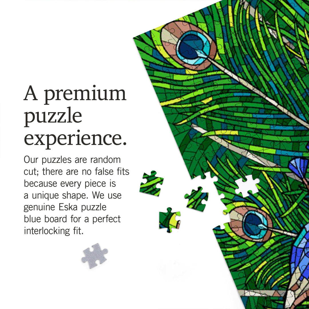 Peacock, Mosaic, Jigsaw Puzzle Puzzle Lantern Press 