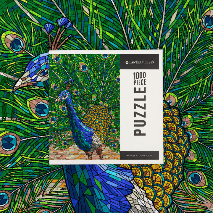 Peacock, Mosaic, Jigsaw Puzzle Puzzle Lantern Press 
