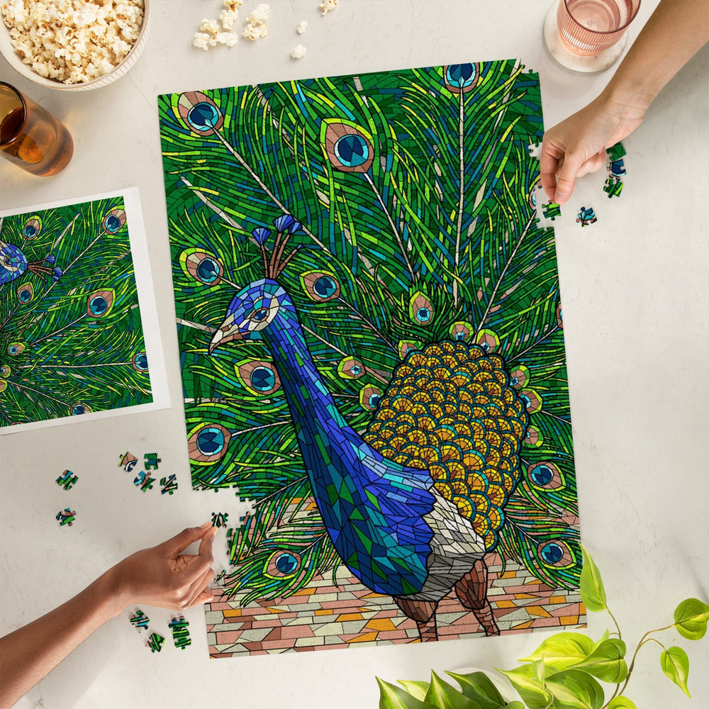Peacock, Mosaic, Jigsaw Puzzle Puzzle Lantern Press 