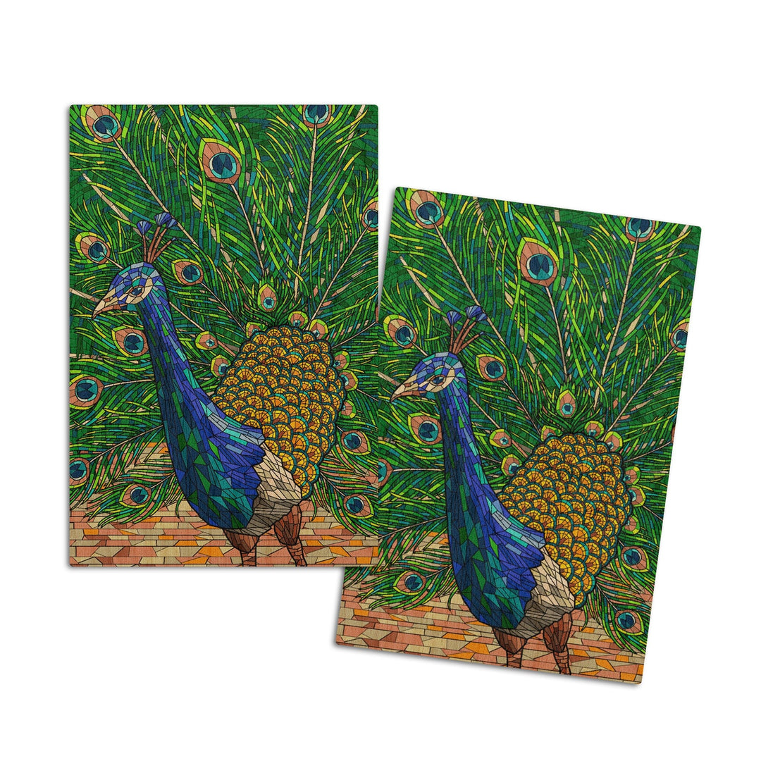 Peacock, Mosaic, Lantern Press Artwork, Wood Signs and Postcards Wood Lantern Press 4x6 Wood Postcard Set 
