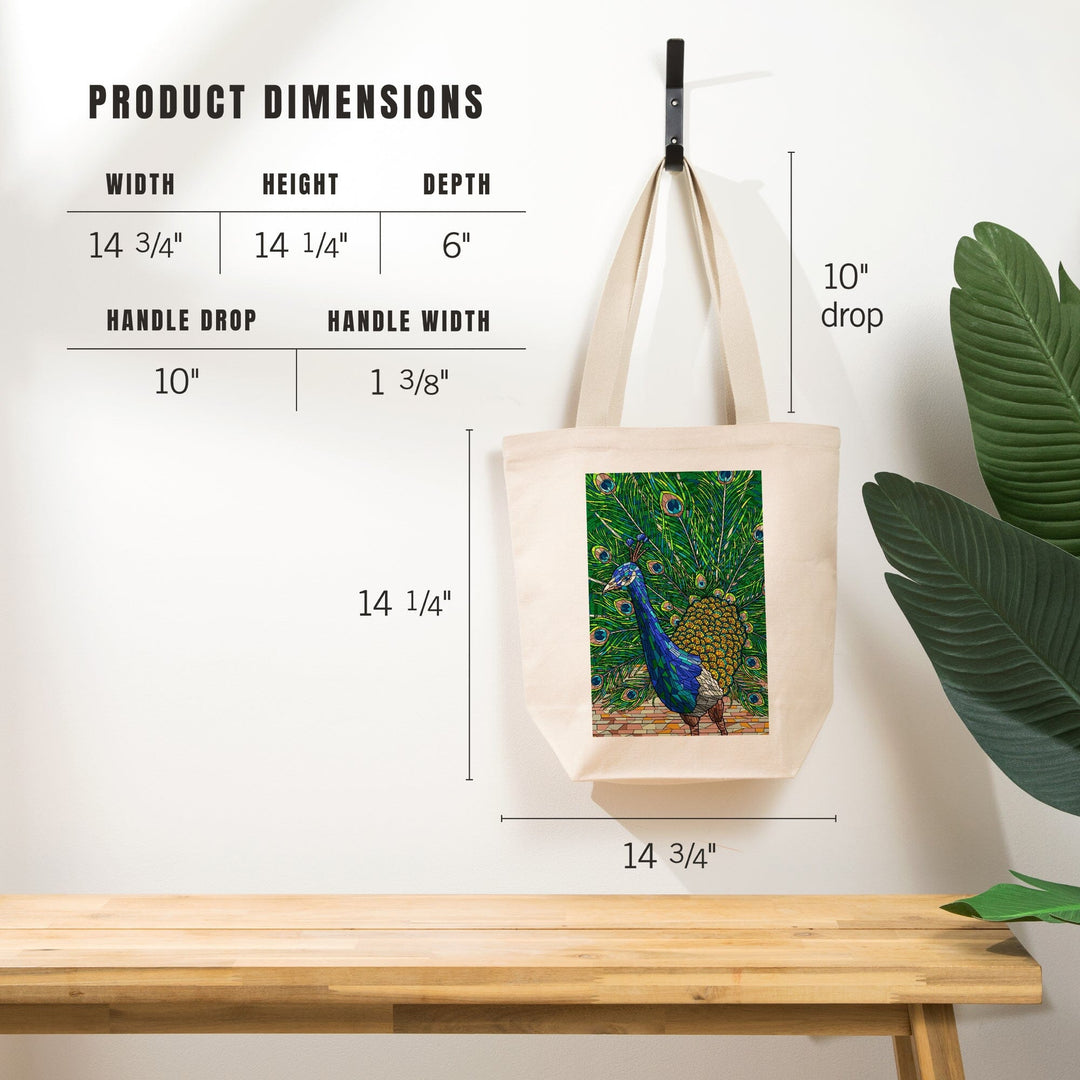 Peacock, Mosaic, Tote Bag Totes Lantern Press 