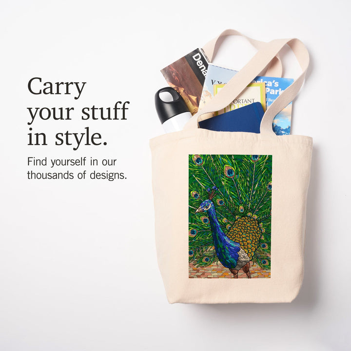 Peacock, Mosaic, Tote Bag Totes Lantern Press 