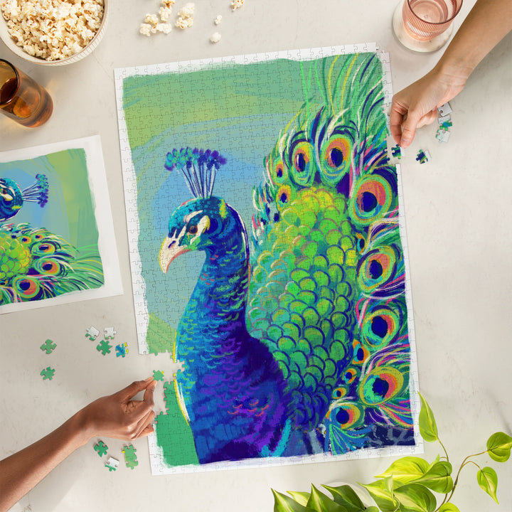 Peacock, Vivid, Jigsaw Puzzle Puzzle Lantern Press 