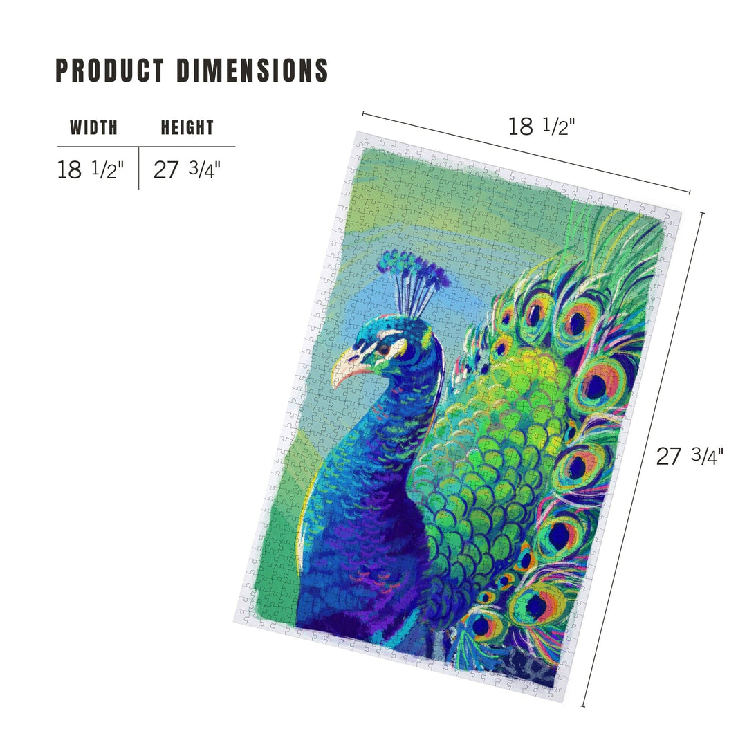 Peacock, Vivid, Jigsaw Puzzle Puzzle Lantern Press 