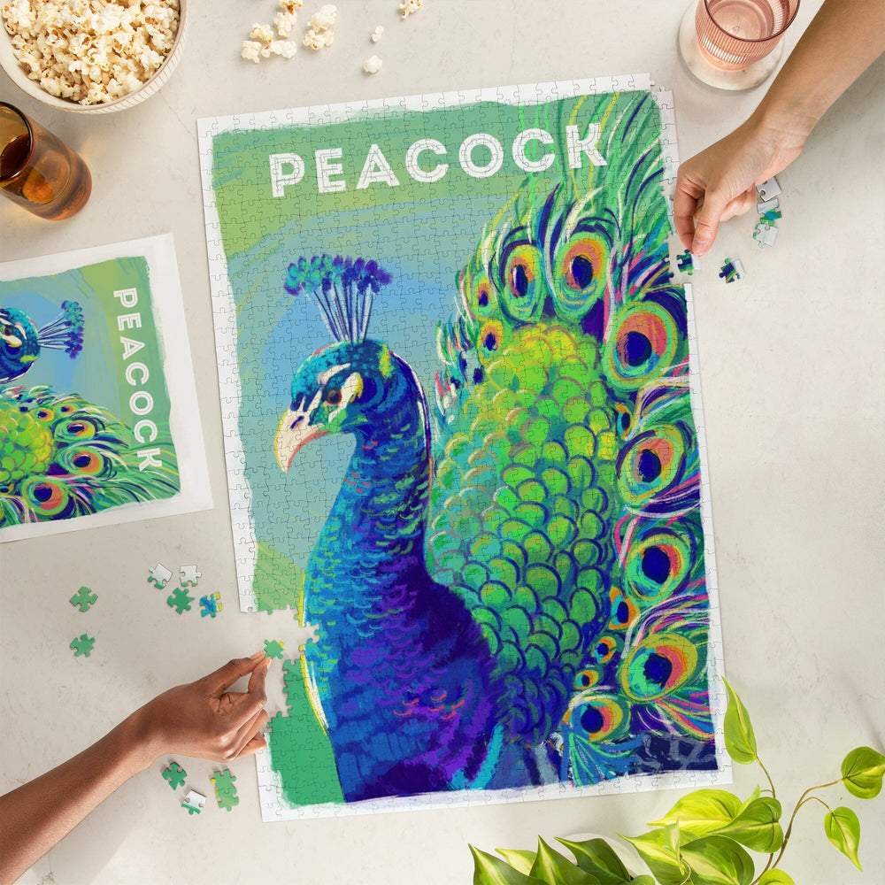 Peacock, Vivid Series, Jigsaw Puzzle Puzzle Lantern Press 