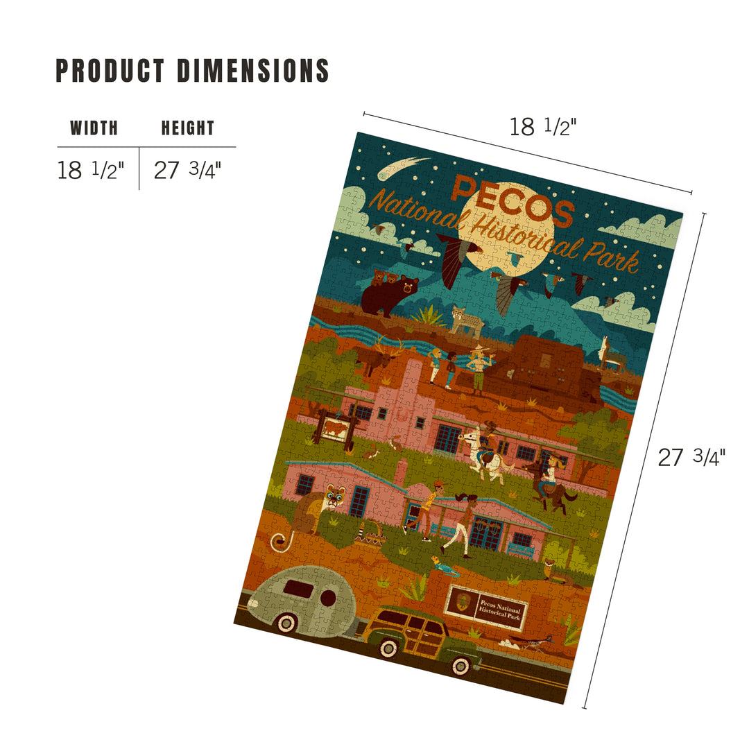 Pecos National Historic Park, New Mexico, Night Scene, Geometric, Jigsaw Puzzle Puzzle Lantern Press 