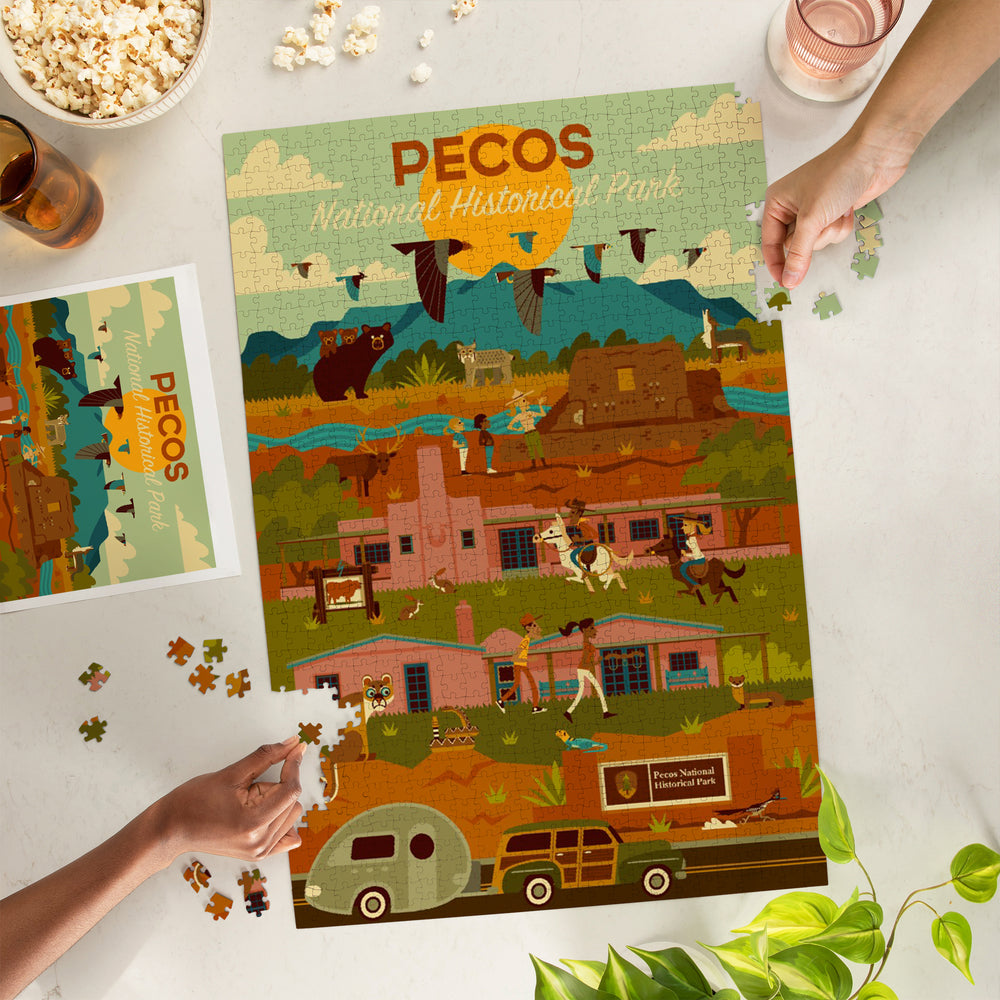 Pecos National Historical Park, New Mexico, Geometric, Jigsaw Puzzle Puzzle Lantern Press 