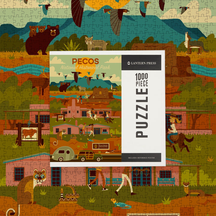 Pecos National Historical Park, New Mexico, Geometric, Jigsaw Puzzle Puzzle Lantern Press 