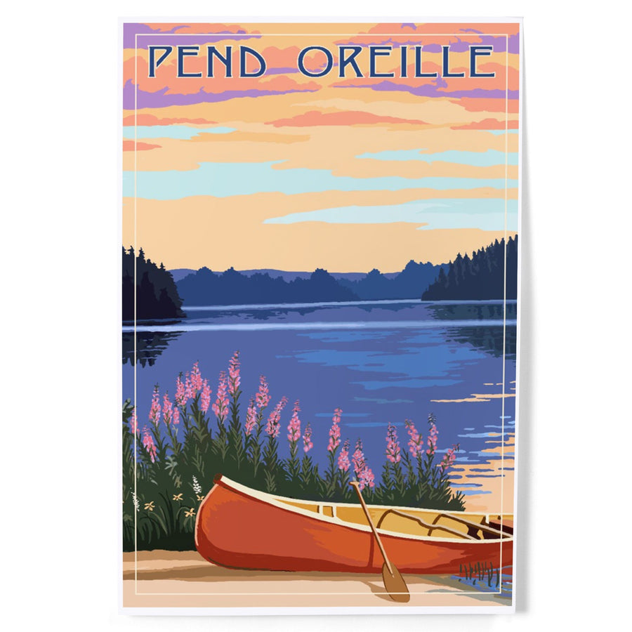 Pend Oreille, Idaho, Canoe and Lake, Art & Giclee Prints Art Lantern Press 