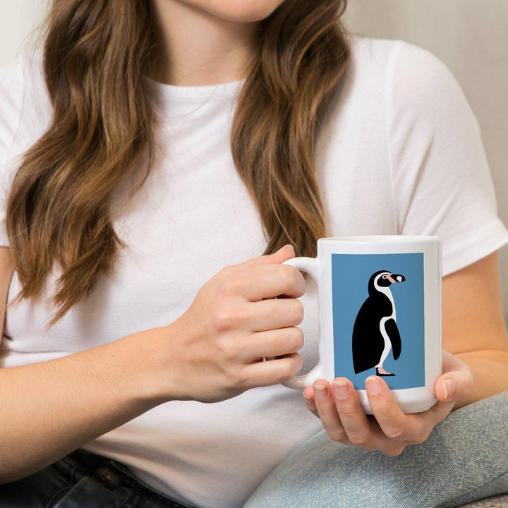 Penguin, Retro Style, Contour, Lantern Press Artwork, Ceramic Mug Mugs Lantern Press 