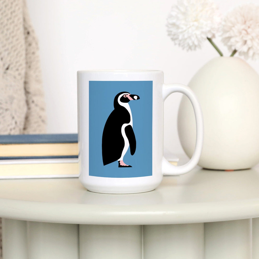 Penguin, Retro Style, Contour, Lantern Press Artwork, Ceramic Mug Mugs Lantern Press 