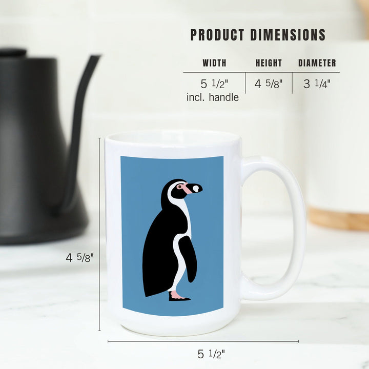 Penguin, Retro Style, Contour, Lantern Press Artwork, Ceramic Mug Mugs Lantern Press 