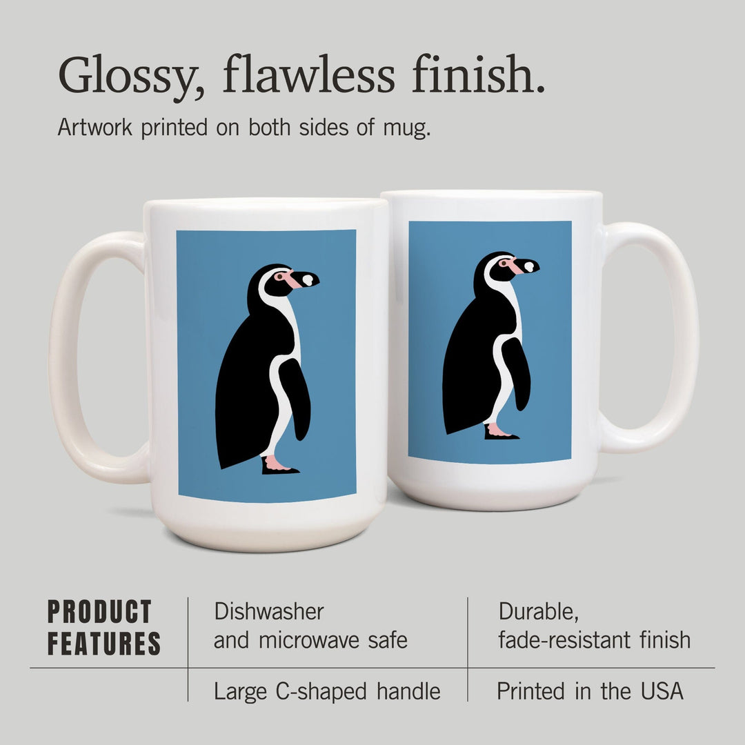 Penguin, Retro Style, Contour, Lantern Press Artwork, Ceramic Mug Mugs Lantern Press 