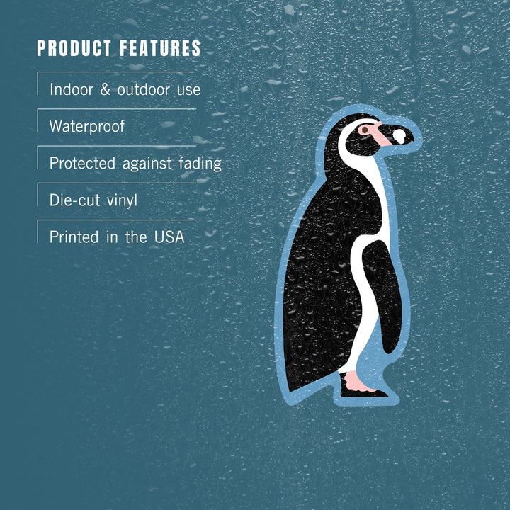 Penguin, Retro Style, Contour, Lantern Press Artwork, Vinyl Sticker Sticker Lantern Press 