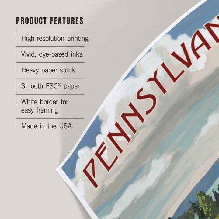 Pennsylvania, Camper Van and Lake, Art & Giclee Prints Art Lantern Press 