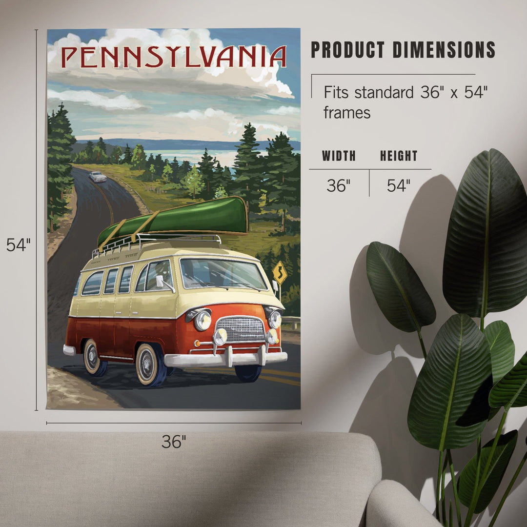 Pennsylvania, Camper Van and Lake, Art & Giclee Prints Art Lantern Press 