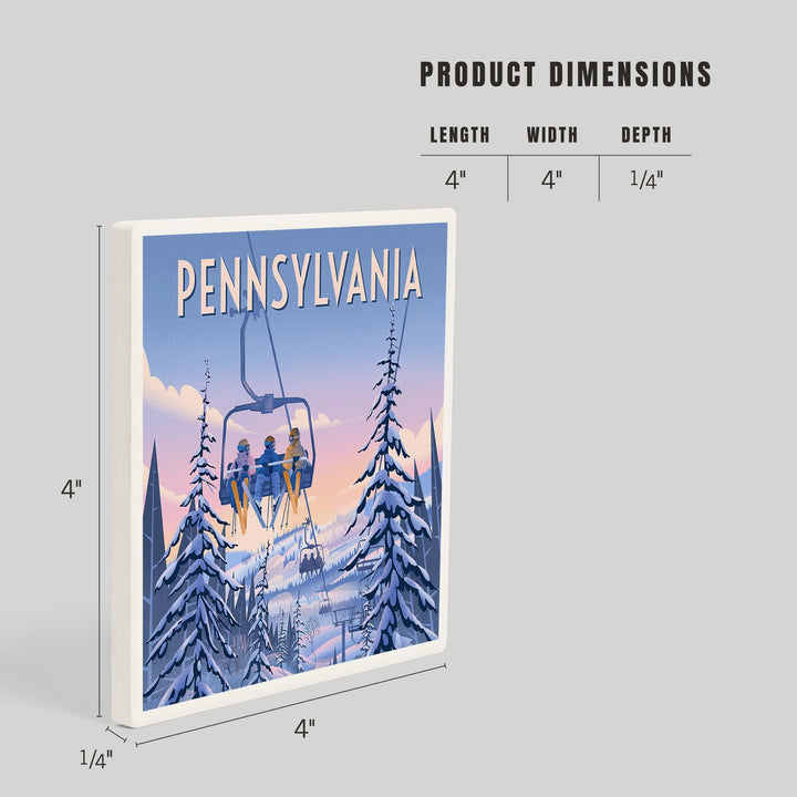 Pennsylvania, Chill on the Uphill, Ski Lift, Coasters Coasters Lantern Press 
