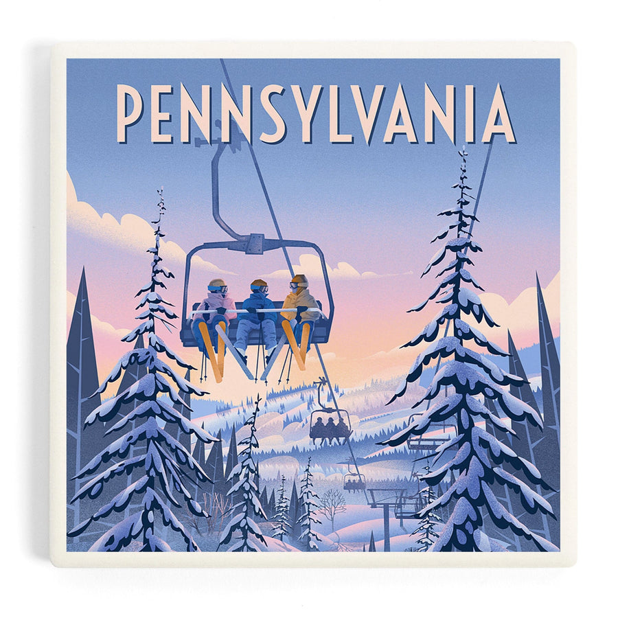 Pennsylvania, Chill on the Uphill, Ski Lift, Coasters Coasters Lantern Press 