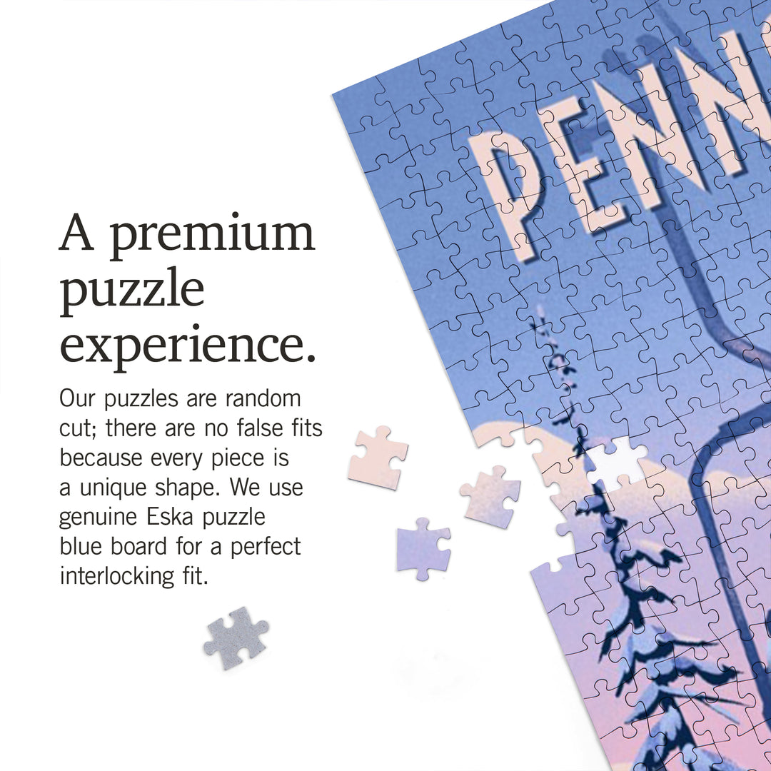 Pennsylvania, Chill on the Uphill, Ski Lift, Jigsaw Puzzle Puzzle Lantern Press 