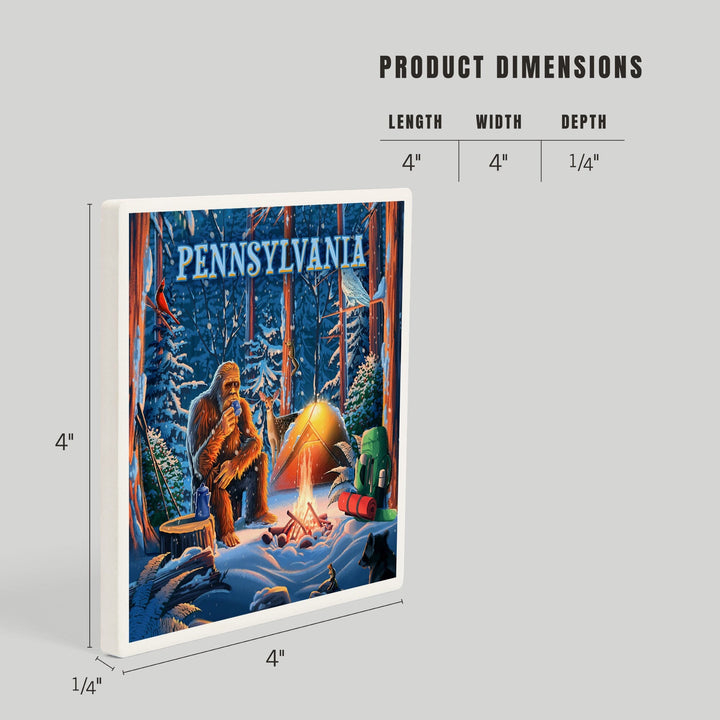 Pennsylvania, Find Your Inner Squatch, Camping Bigfoot, Coasters Coasters Lantern Press 