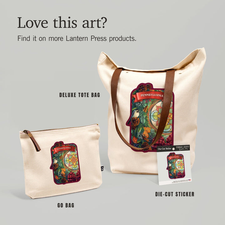 Pennsylvania, Front Door with Christmas Wreath,, Organic Cotton Zipper Pouch, Go Bag Go Bag Lantern Press 
