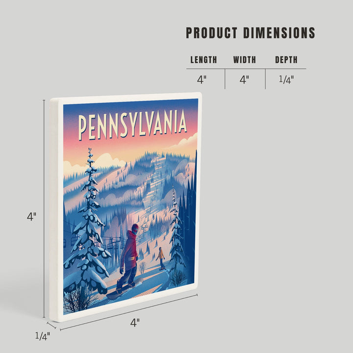 Pennsylvania, Shred the Gnar, Snowboarding, Coasters Coasters Lantern Press 